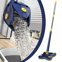 Телескопічна квадратна швабра з самовіджимом, що обертається на 360 / Швабра-ледарка для підлоги з віджимом