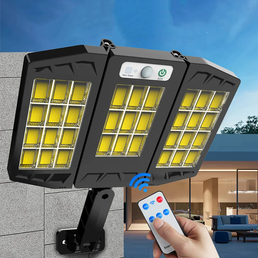 Вуличний ліхтар на сонячній батареї, 33 COB + пульт, 3 режими, 2400 мАг, HS-V97-246 / Світлодіодний прожектор, фото 1