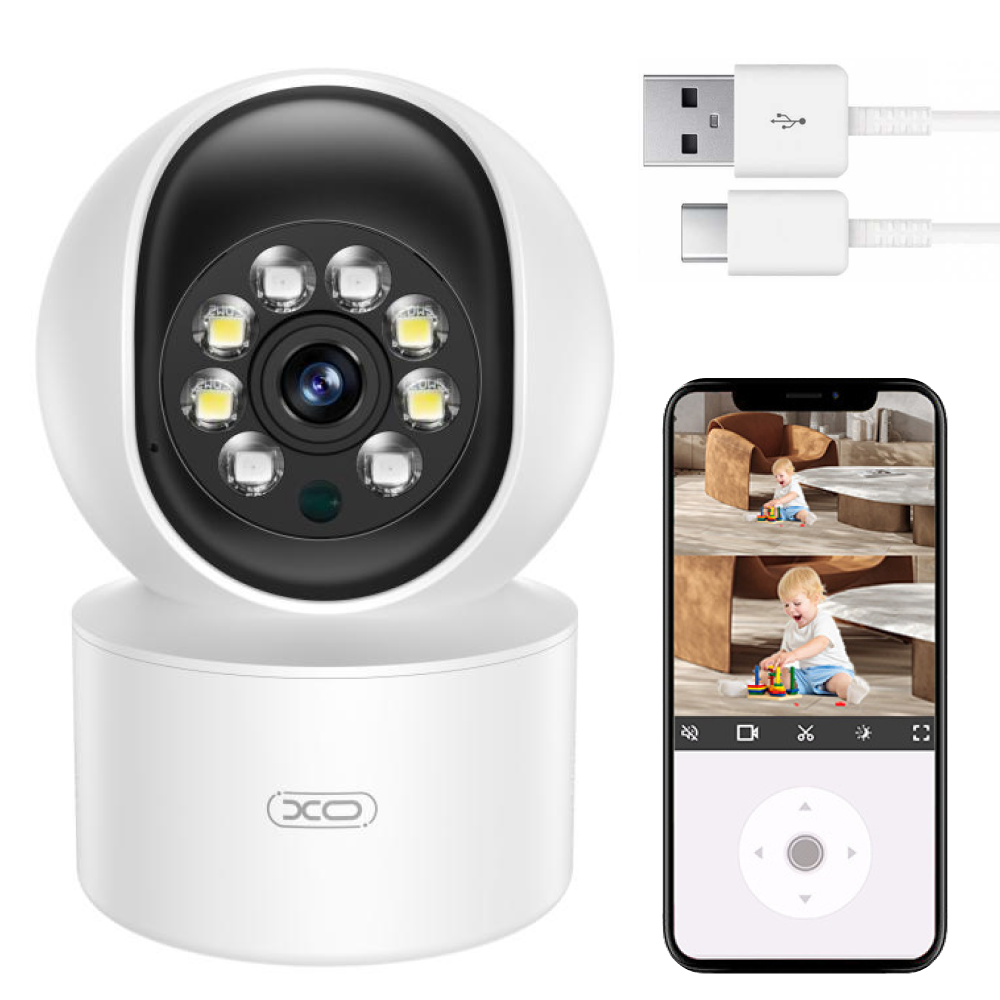 Смарт IP камера відеоспостереження 3MP з динаміком та WiFi, XO CR01 / Вайфай камера / Відеокамера для дому, фото 1