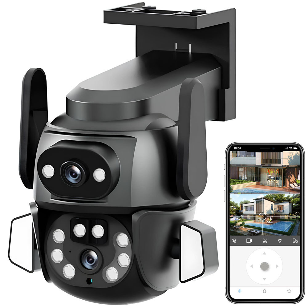 Смарт камера вулична, WIFI, FulHD, XO CR04 Robot Dual Screen / Вайфай камера відеоспостереження / IP камера, фото 1