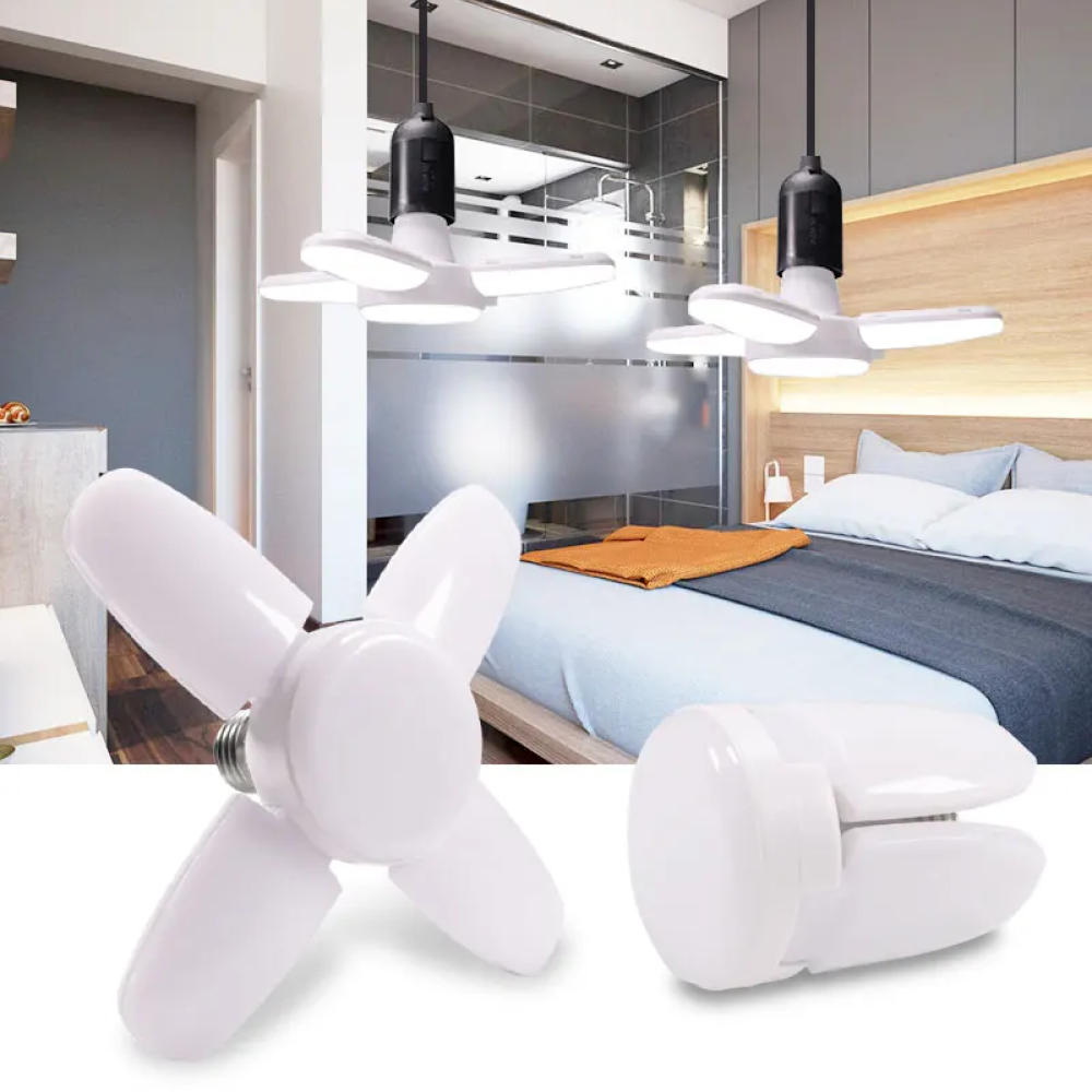 Світлодіодна складана лампа 60 Вт, E27, KK-202 / Лампочка люстра розкладна на 4 лопаті, фото 1