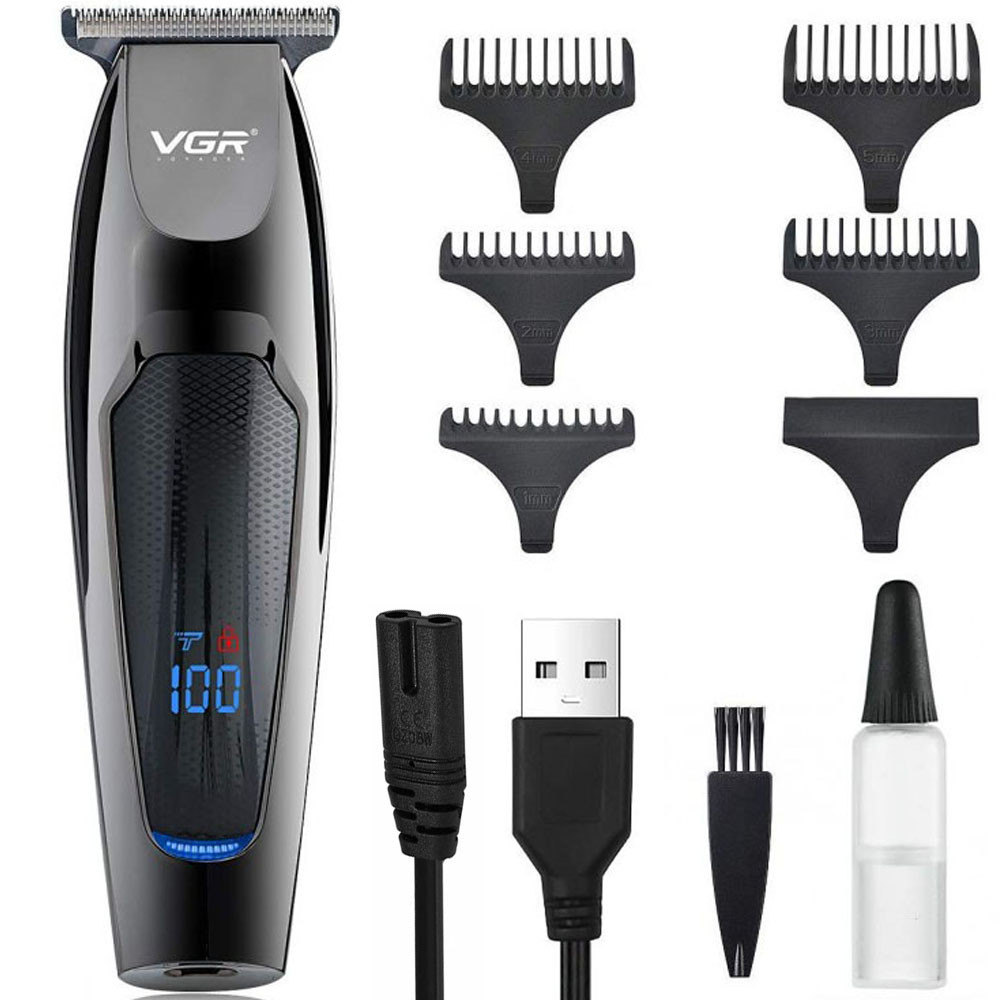 Машинка для стрижки волосся від USB + 5 насадок, VGR V-070 / Тример для бороди та вусів / Тример для стрижки