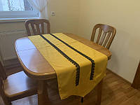 Дорожка декоративна на кухонний стіл Жовтий габардин, мережево, розмір 190*50 см