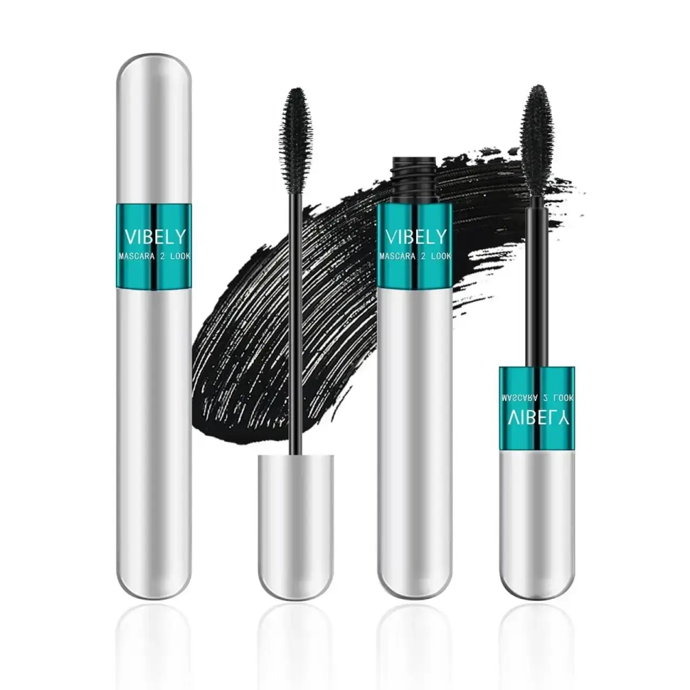Туш для вій Vibely Mascara NO-976 2в1, Чорна / Водостійка туш з ефектом 4D / Подовжуюча туш