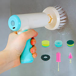 Щітка акумуляторна для миття + 6 насадок, від USB / Електрична щітка для прибирання