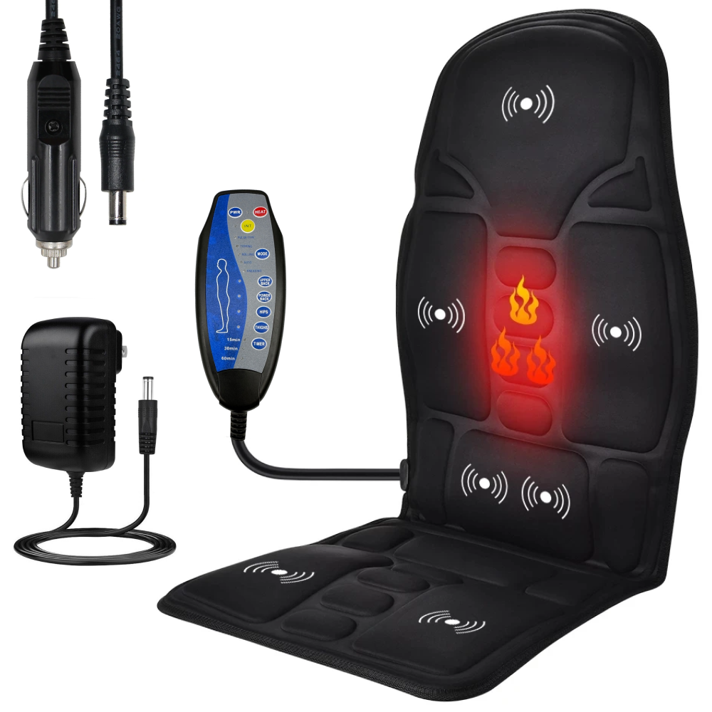 Масажна накидка на крісло авто від мережі та прикурювача, Massage LY54 / Масажер з підігрівом на сидіння авто, фото 1