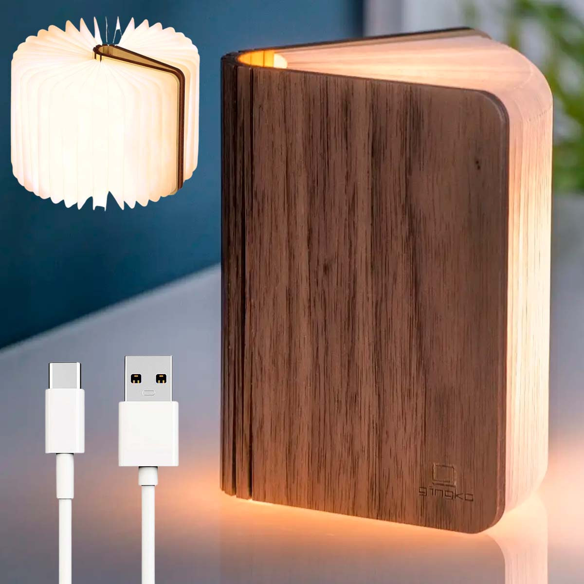 Настільна лампа-книга (10×9×2,2см), від USB, AD-2231 / Світильник-книга / Світлодіодний нічник-книга, фото 1