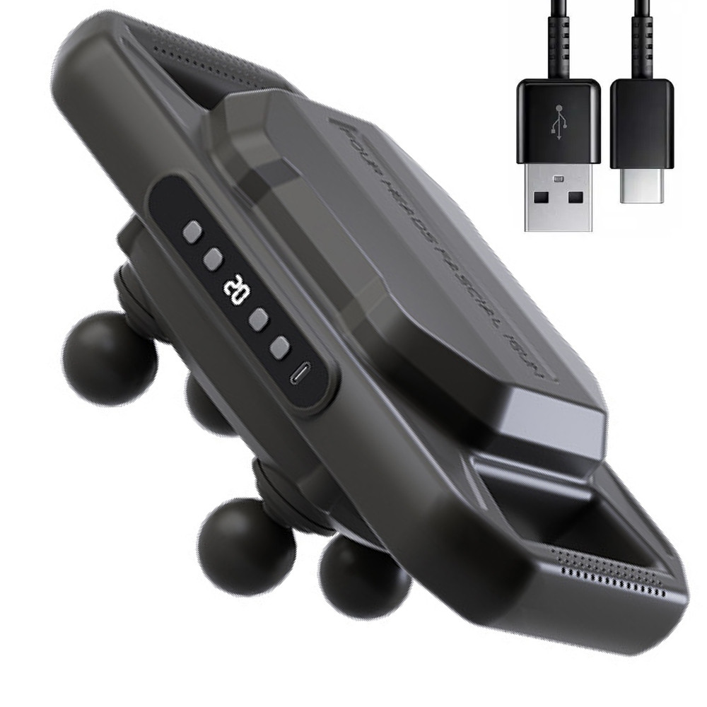 Перкусійний масажер з 4 головками, від USB / Ручний масажер для тіла / Вібромасажер / Електромасажер, фото 1