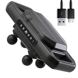 Перкусійний масажер з 4 головками, від USB / Ручний масажер для тіла / Вібромасажер / Електромасажер