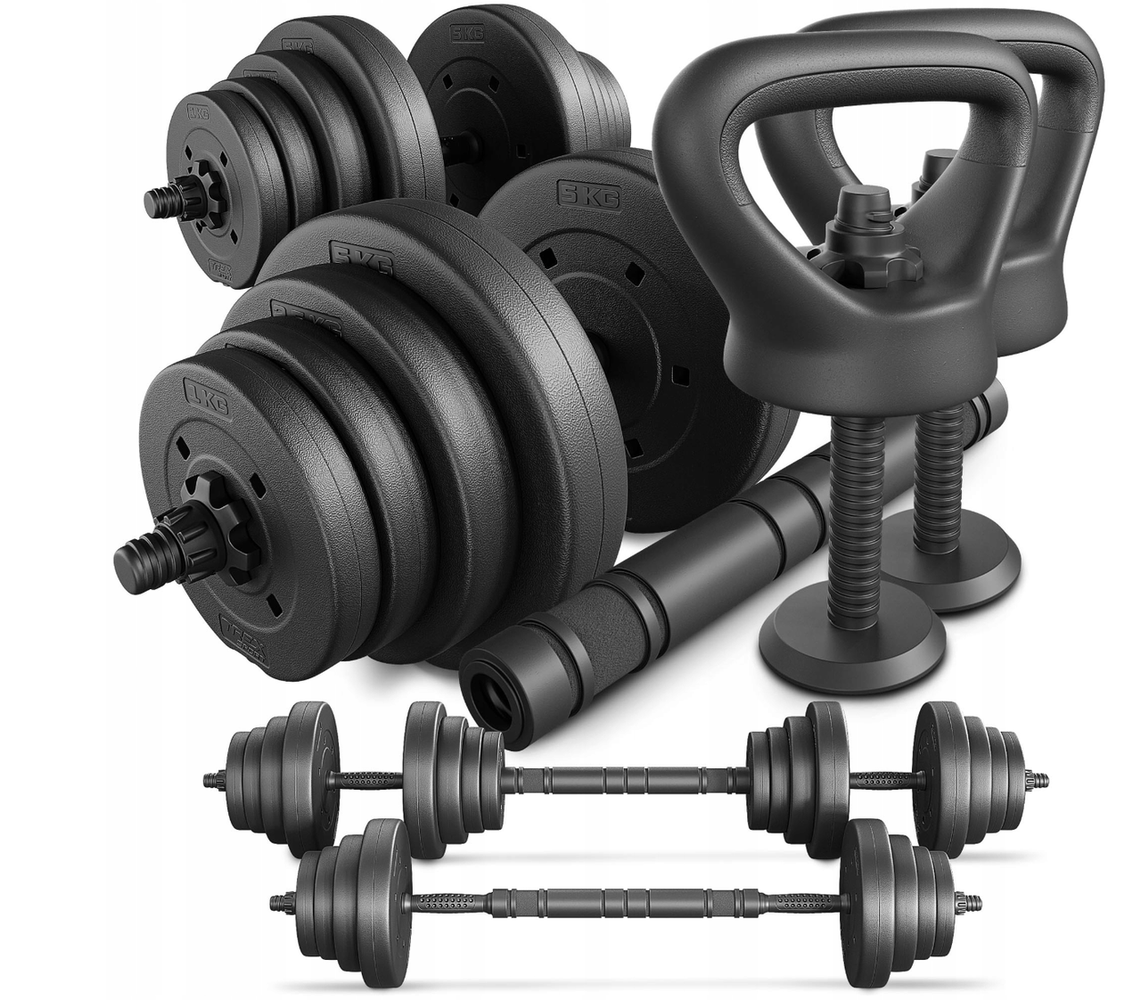 Гантелі розбірні Trex Sport 2 шт по 20 кг​​​​​​​ + гриф і кетлбел