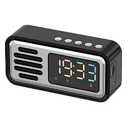 Настільний годинник акумуляторний з колонкою та Bluetooth, від USB / Блютуз колонка з будильником та LED підсвічуванням