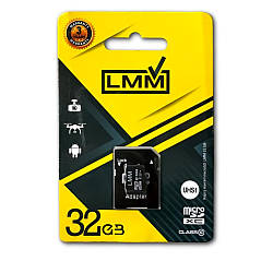 Карта пам'яті з адаптером, 32Гб, Class 10, LMM / Micro SD / Мікро сд / Флеш карта для телефону / SD карта