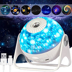 Проектор зоряного неба Galaxy Star + 6 змінних картриджів, з USB / Акумуляторний нічник зоряне небо
