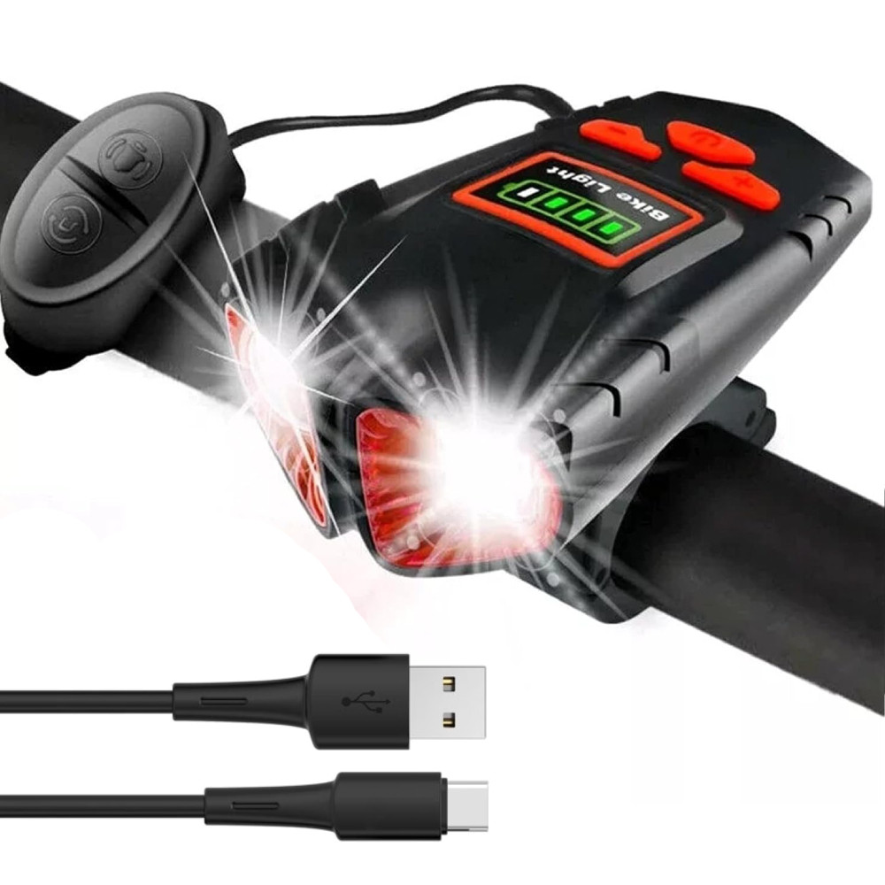 Велофара з сигналом 580-2T6, від USB / Велосипедний ліхтар з 5 режимами / Водонепроникна фара на велосипед