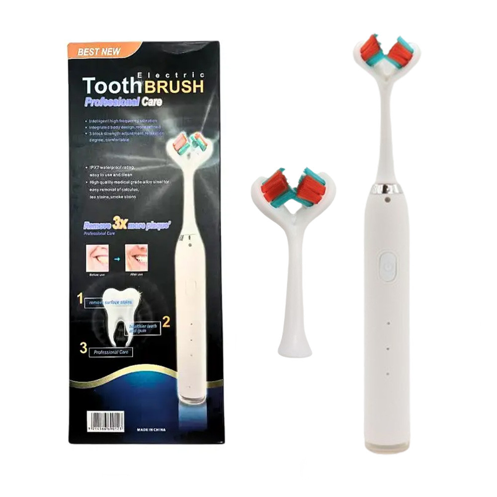 Акумуляторна зубна щітка + 2 насадки, Electric Toothbrush / Зубна щітка електрична / Електрощітка