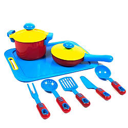 Дитячий посуд, 11 предметів, 22х30 см, KW-04-427, Синій / Набір іграшкового посуду / Посуд для дітей