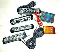 Стробоскоп під решітку 4шт по 6LED I-BS-1-4-6LED-Blue з пультом 12-24V