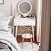 Туалетний столик із дзеркалом та підсвічуванням (120*70*40см), на ніжках / Косметичний столик для макіяжу, фото 7