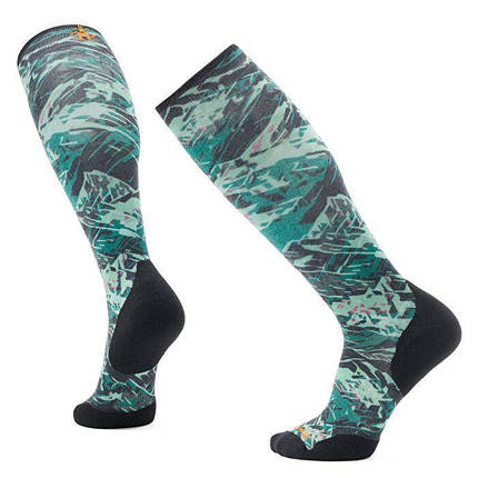 Шкарпетки чоловічі Smartwool Ski Targeted Cushion Green Slopes Print OTC, Black, L (SW SW002487.001-L), фото 1