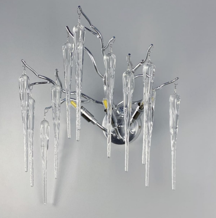 Бра в природніх мотивах з скляними бурулями в корпусі хром W 689 CH, фото 1