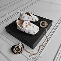 Білі пінетки мокасини Гуччі для новонароджених 12,5