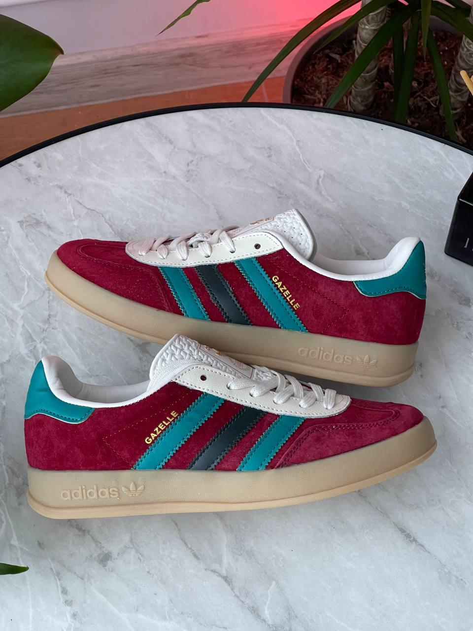 Кросівки чоловічі бордові Adidas Gazelle Red Blue White  (18704), фото 1