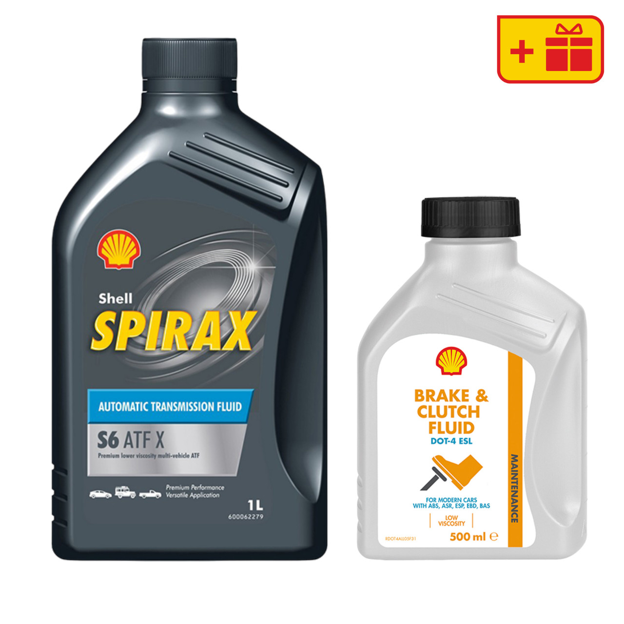 Трансмісійна олива Shell Spirax S6 ATF X, 1 л (4 шт.) + Гальмівна рідина Shell Brake&Clutch Fluid DOT-4 ESL 500 мл (2шт.)