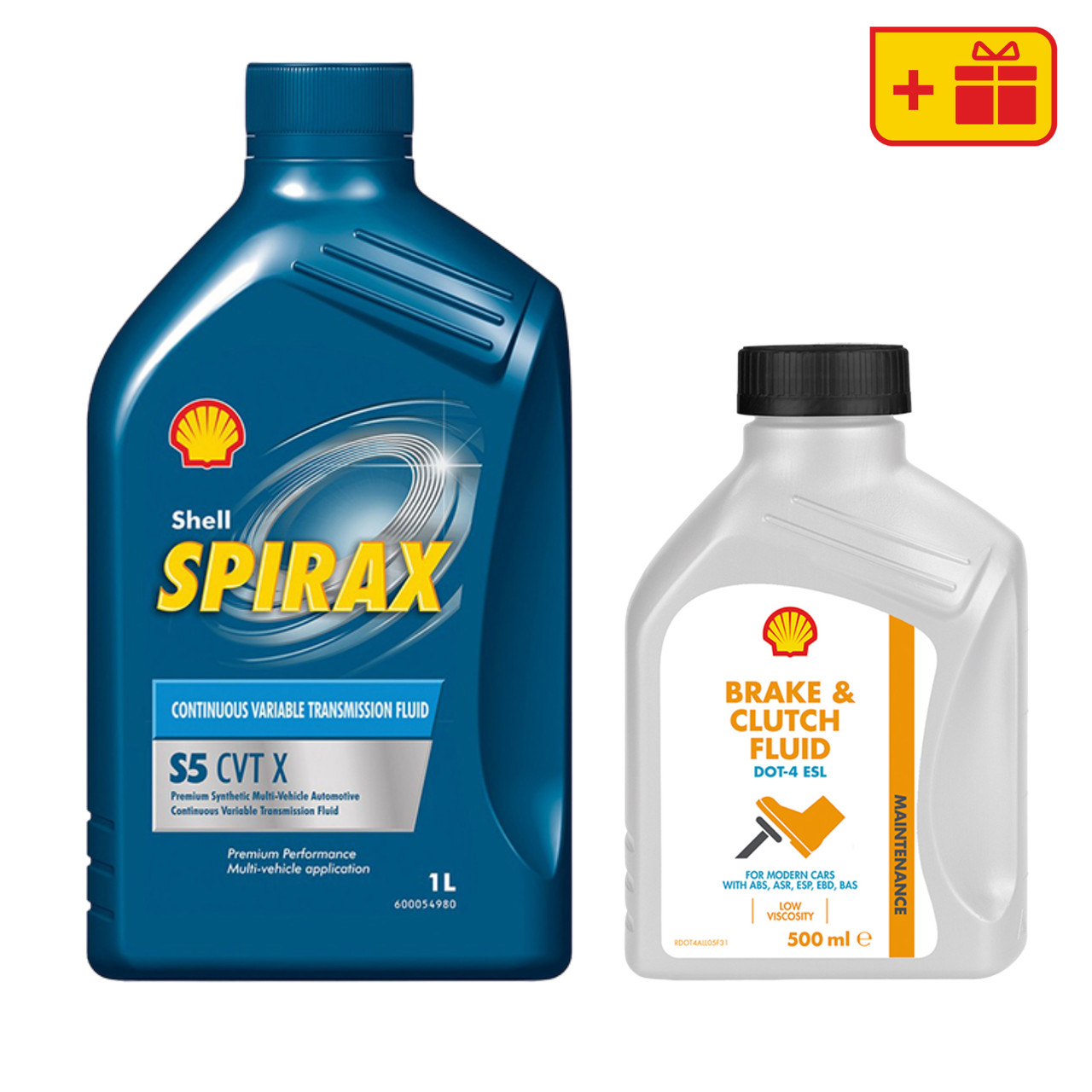 Трансмісійна олива Shell Spirax S5 CVT X, 1 л (4 шт.) + Гальмівна рідина Shell Brake&Clutch Fluid DOT-4 ESL 500 мл
