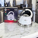 Чайник для індукції 3.5 л Higher Kitchen чайник нержавійка для всіх плит зі свистком і ручкою Soft Touch, фото 7