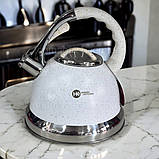Чайник для індукції 3.5 л Higher Kitchen чайник нержавійка для всіх плит зі свистком і ручкою Soft Touch, фото 4