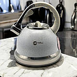 Чайник для індукції 3.5 л Higher Kitchen чайник нержавійка для всіх плит зі свистком і ручкою Soft Touch, фото 5