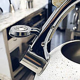 Чайник для індукції 3.5 л Higher Kitchen чайник нержавійка для всіх плит зі свистком і ручкою Soft Touch, фото 6