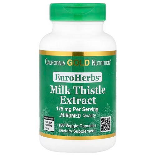 Екстракт розторопша Силімарін California Gold Nutrition EuroHerbs Milk Thistle (180 капсул.)