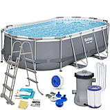 Басейн каркасний овальний Bestway 56620 Power Steel 427 x 250 см - графітовий, фото 2