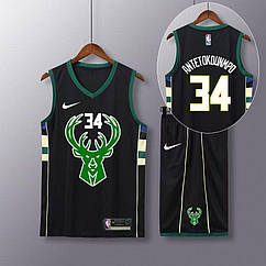 Баскетбольна форма чорна Адетокубо 34 Мілуокі Бакс Antetokounmpo Milwaukee Bucks NBA