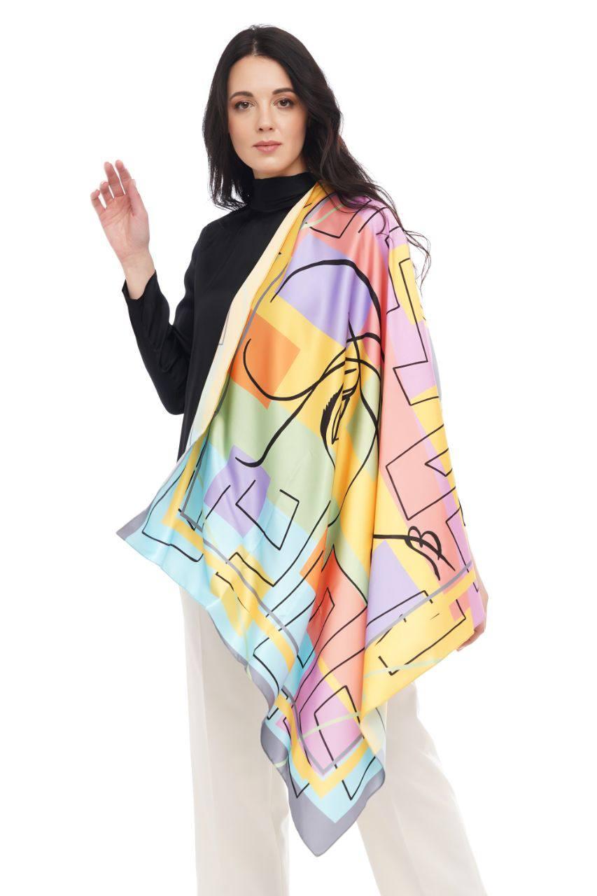 Авторська велика хустка MyScarf " Силует" 90 на 90 см