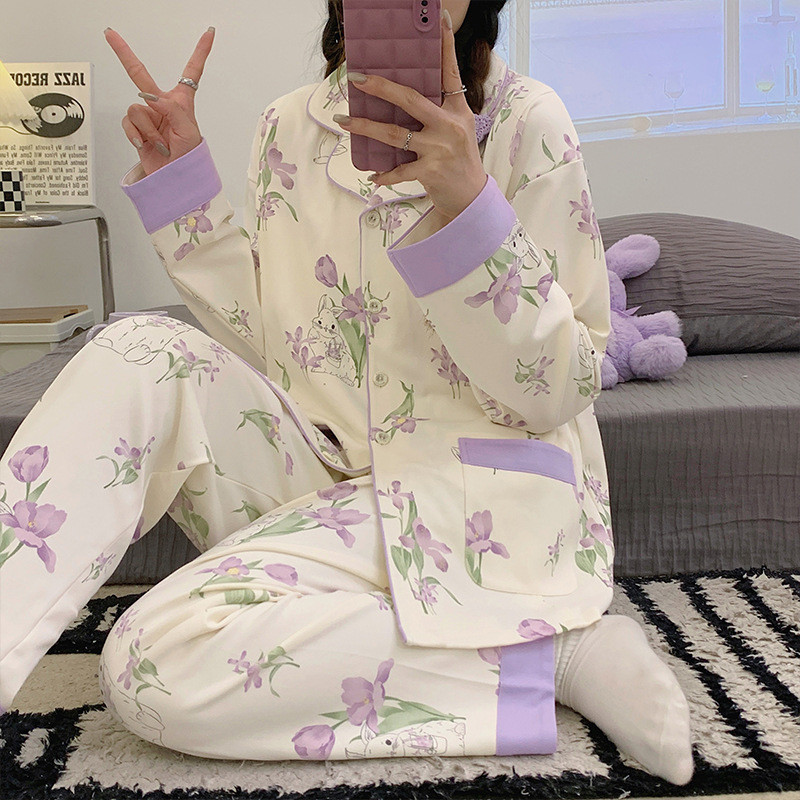 Піжама бавовна трикотажна комплект для дому сорочка та штани з красивим принтом, фото 1