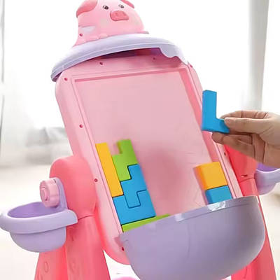 Двосторонній мольберт дитині Підставка для альбому Малювальна дошка 4 маркери і Тетріс для розвитку мислення