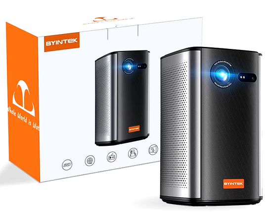 Смарт Проектор BYINTEK P70 Wi-Fi Bluetooth 380 ANSI з акумулятором 8000mAh + штатив + сумка, фото 1