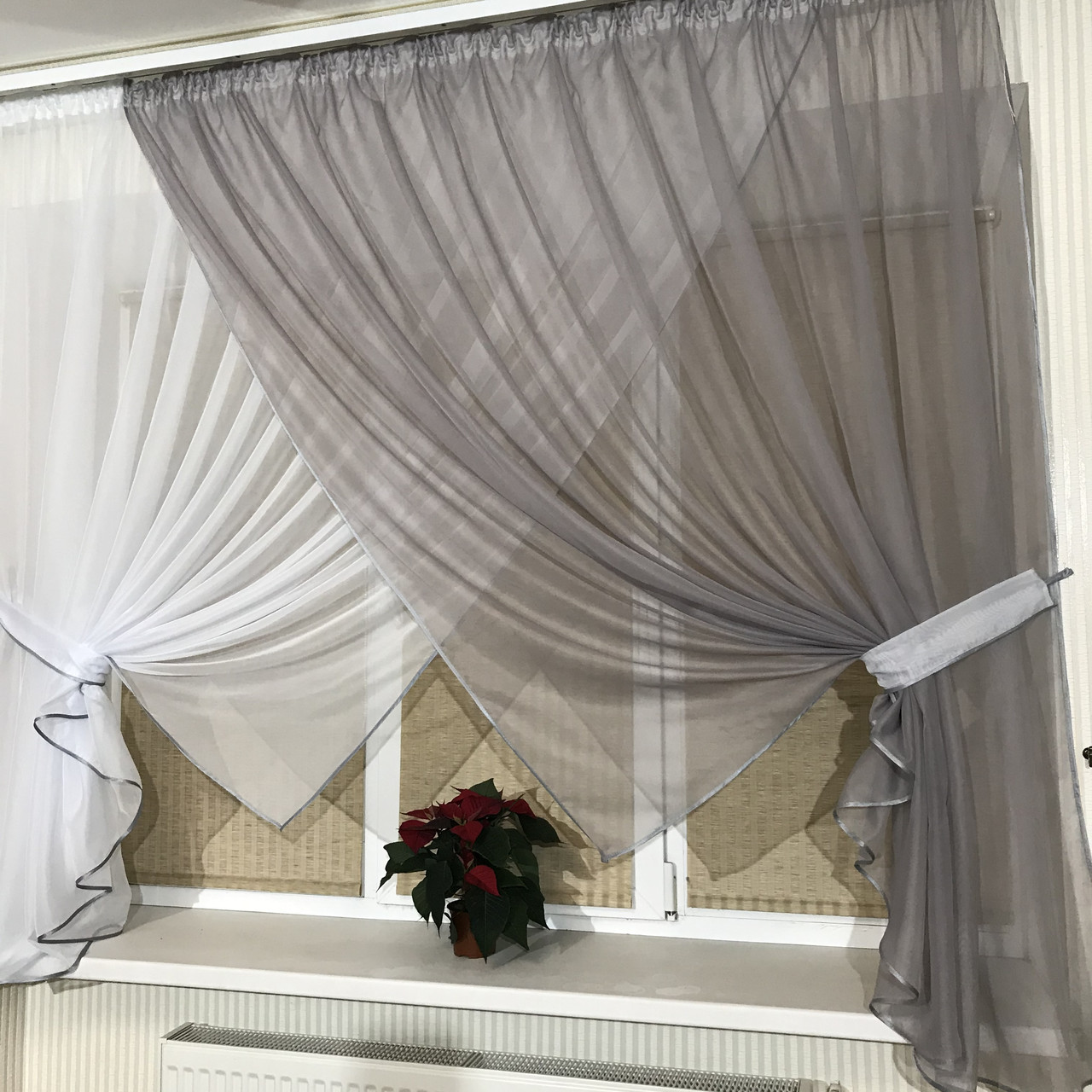 Кухонні фіранки №405 сіра