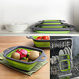 Друшляк силіконовий складаний з ручками 24,5х18,5 см, фото 2