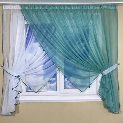 Кухонні фіранки №405 бірюза, фото 1