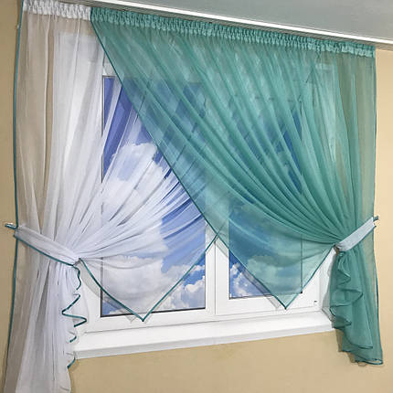 Кухонні фіранки №405 бірюза, фото 2