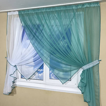 Кухонні фіранки №405 бірюза, фото 3
