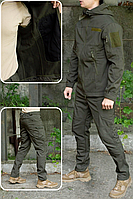 Тактичний чоловічий костюм Softshell армійська демісезонна військова форма оливкова для військовослужбовців EKO