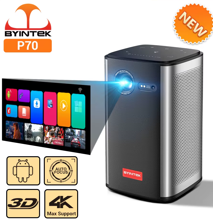 Проектор портативний BYINTEK P70 3D Android з акумулятором 8000mAh + подарунки, фото 1