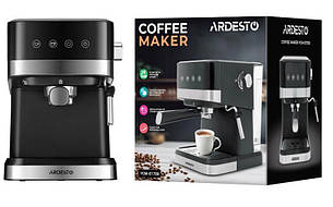 Кавоварка Ardesto ріжкова 1.5л, мелена, ручний капучинатор, сенсорне керування, чорно-сріблястий, YCM-E1700