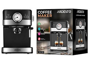 Кавоварка Ardesto ріжкова 1.5л, мелена, ручний капучинатор, чорно-сріблястий, YCM-E16B