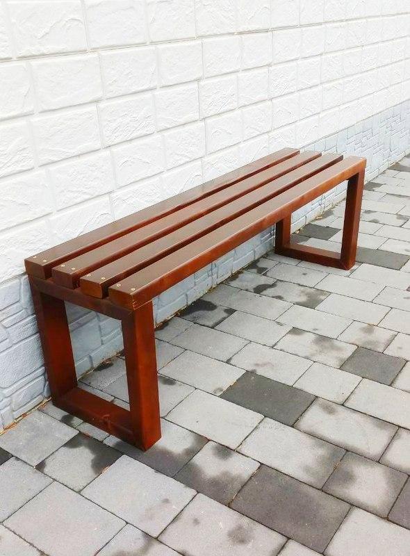 Дерев'яна лавка без спинки скамья з бруса, фото 1