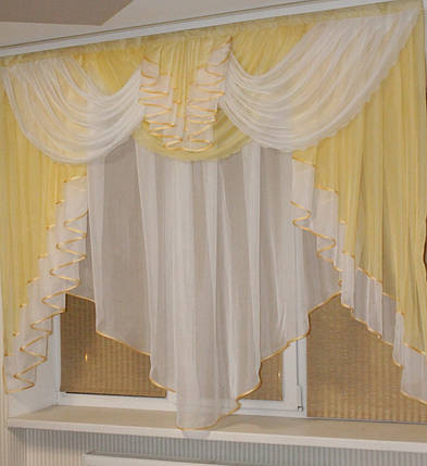 Тюль з ламбрекеном 2м Мілена абрікос, фото 1